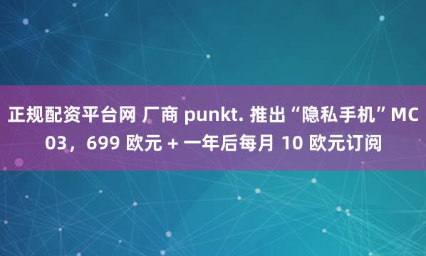 正规配资平台网 厂商 punkt. 推出“隐私手机”MC03，699 欧元 + 一年后每月 10 欧元订阅